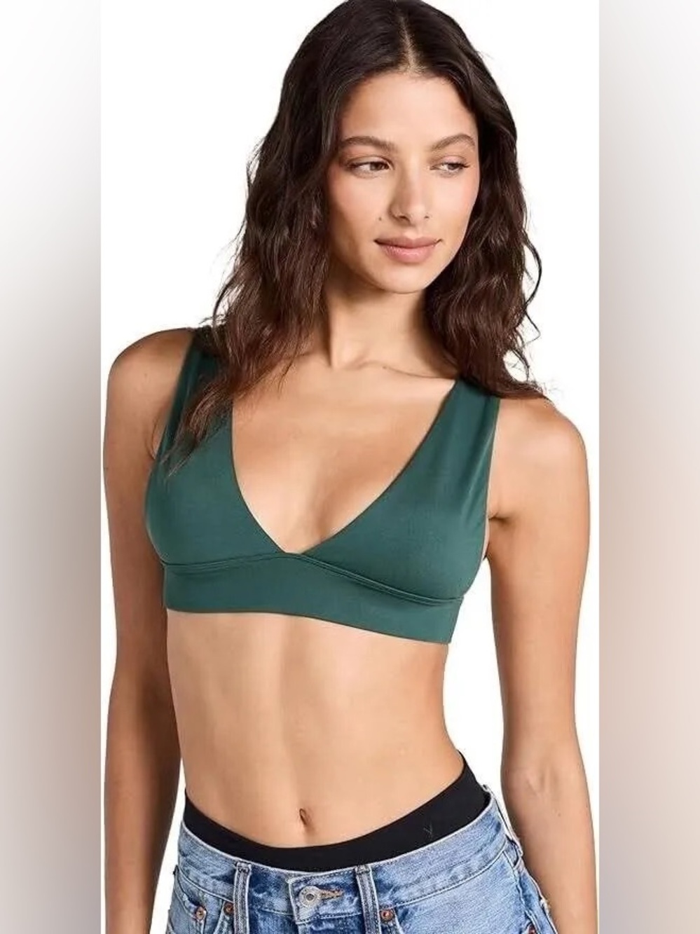 Intimately Free People No Show Plunge Bralette Forest Green NWOT M/L